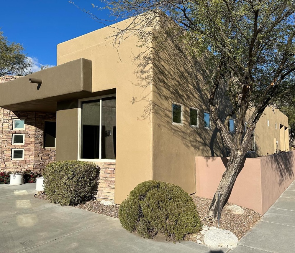 An Arizona home with tinted windows.